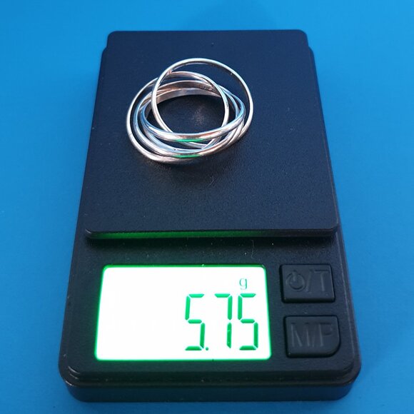 Elegant Vintage 925 Sterling Silver Interlocking 5-Band Ring – Size 9.5 – 5.75g - Picture 5 of 14